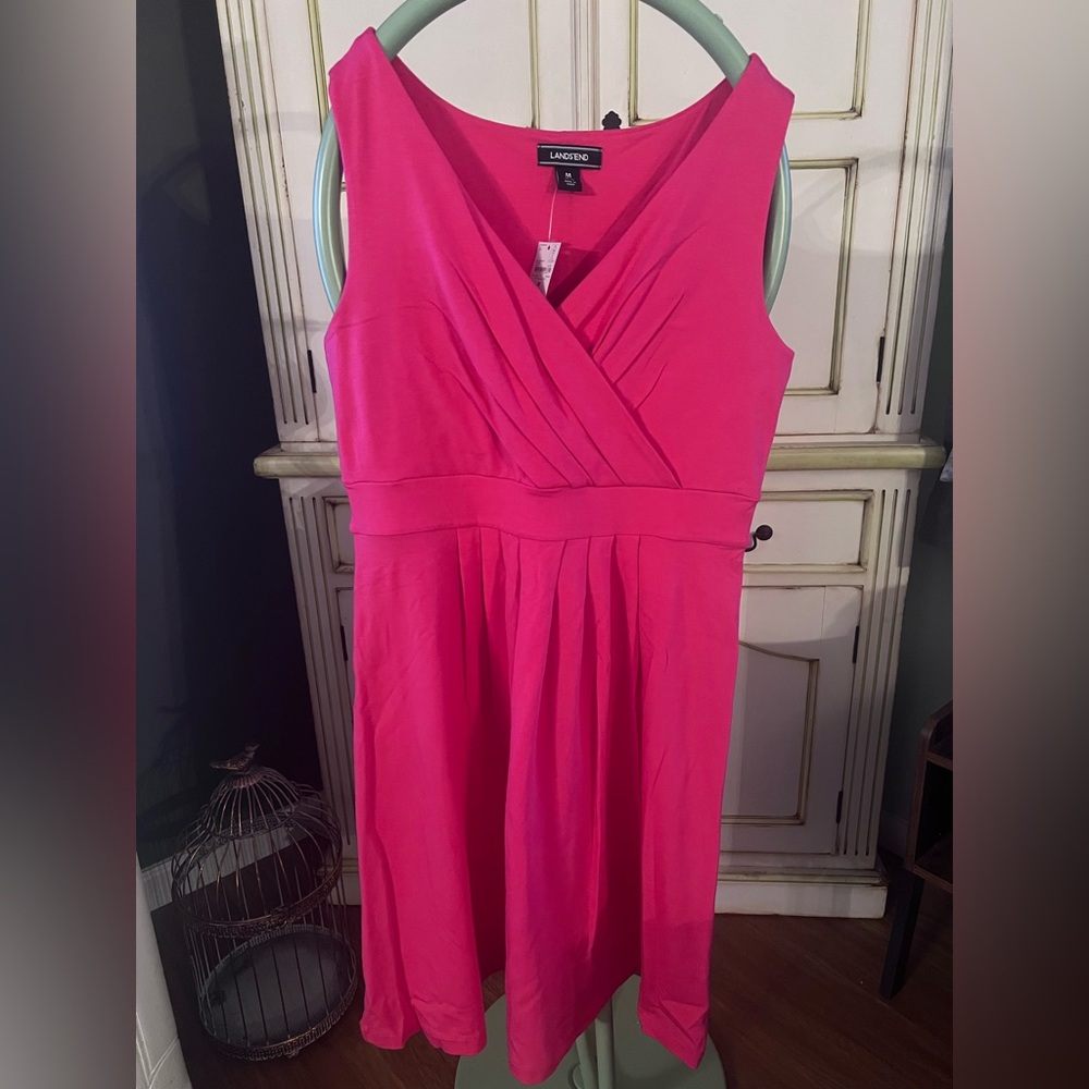 Lands' End Vibrant Pink Midi Dress